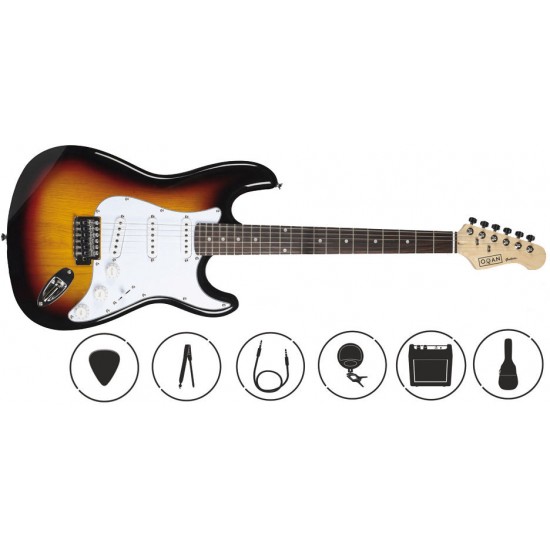 PACK GUITARRA ELÉTRICA OQAN QGE-ST25 SB