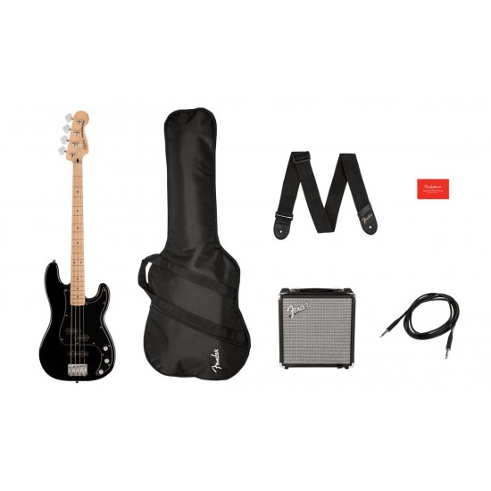 FENDER SQUIER PJ BASS MN BLK R15 PACK