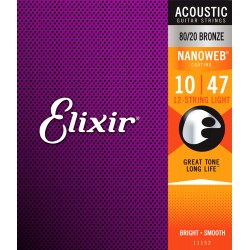 CORDAS GUITARRA ACÚSTICA ELIXIR ACOUSTIC 12 STRING LIGHT 10/47