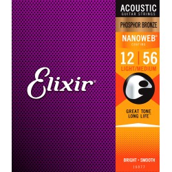 CORDAS GUITARRA ACÚSTICA ELIXIR PHOSPHOR LIGHT MEDIUM 12/56