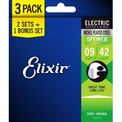 CORDAS GUITARRA ELÉTRICA ELIXIR OPTIWEB 3P 09/42