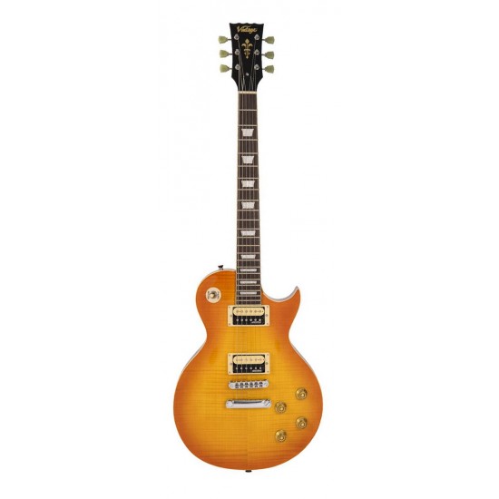 GUITARRA ELÉTRICA VINTAGE V100THB FLAMED MAPLE THRU HONEYBURST