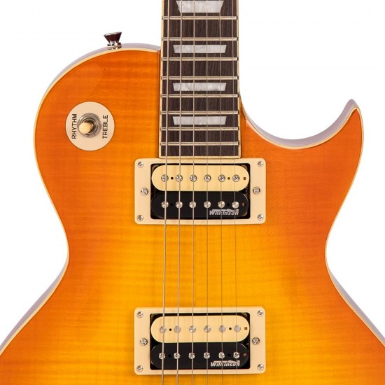 GUITARRA ELÉTRICA VINTAGE V100THB FLAMED MAPLE THRU HONEYBURST