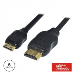 CABO HDMI DOURADO MACHO/MINI HDMI MACHO PRETO 5M