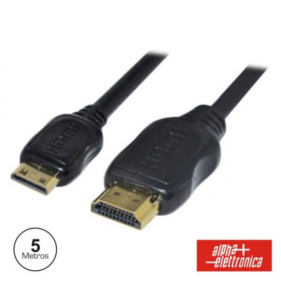 CABO HDMI DOURADO MACHO/MINI HDMI MACHO PRETO 5M