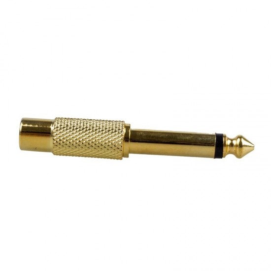 ADAPT. RCA FEMEA P/ JACK 6.35MM MACHO MN DOURADO