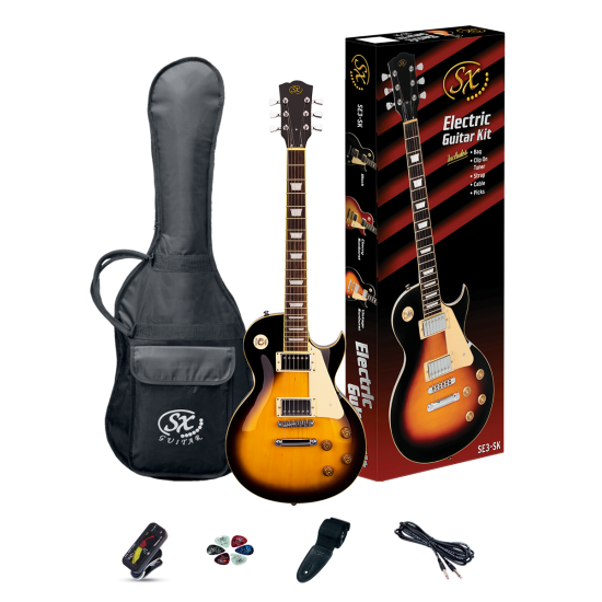 PACK GUITARRA ELÉTRICA SX LES PAUL SUNBURST