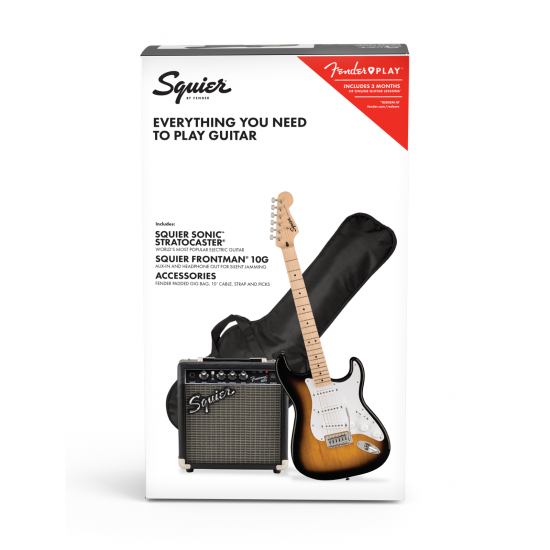 PACK GUITARRA ELÉTRICA FENDER SQUIER SONIC STRATOCASTER 2TSB