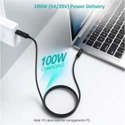 CABO USB-C MACHO / USB-C MACHO 2M PD 5A 100W THUNDERBOLT