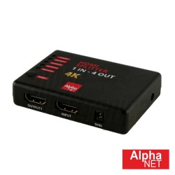 DISTRIBUIDOR COMUTADO HDMI 1 ENTRADA 4 SAÍDAS