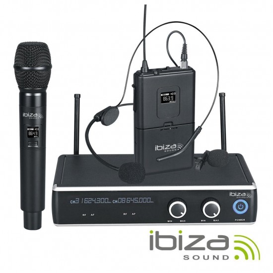 MIC S/ FIOS IBIZA DR20UHF-HB 2 CANAIS UHF 863.9/864.9MHZ