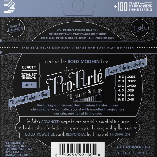 CORDAS GUITARRA CLÁSSICA D'ADDARIO EJ46TT