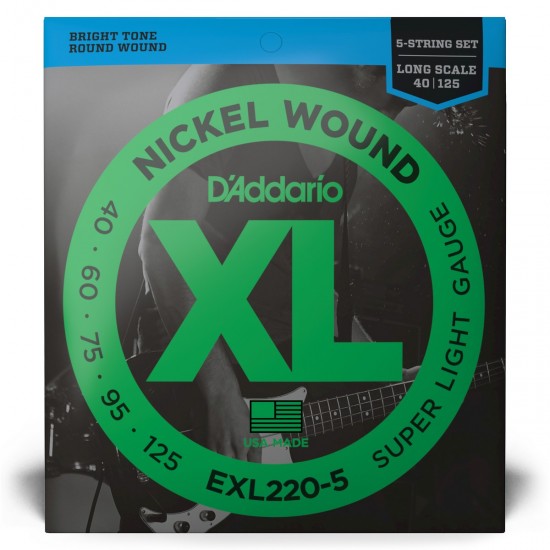 CORDAS BAIXO ELÉTRICO D'ADDARIO EXL220-5