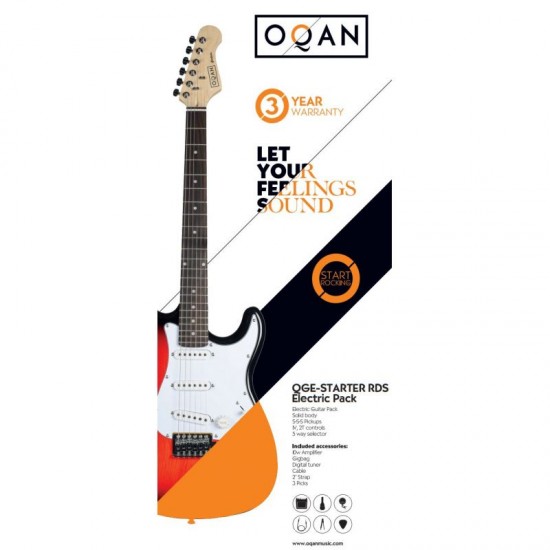 PACK GUITARRA ELÉTRICA OQAN QGE STARTER ELECTRIC RDS