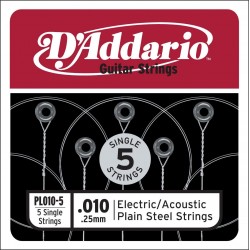 CORDAS GUITARRA ELÉTRICA D'ADDARIO PL010 5-PACK