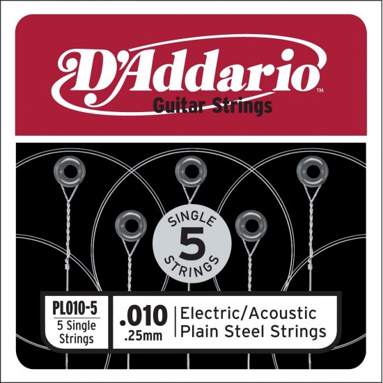 CORDAS GUITARRA ELÉTRICA D'ADDARIO PL010 5-PACK