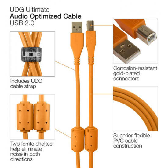CABO UDG USB 2.0 A-B ORANGE 2M