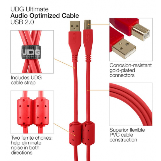 CABO UDG USB 2.0 A-B VERMELHO 2M