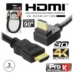 CABO HDMI DOURADO M/M 2.0 4K PRETO 3M 90º PROK