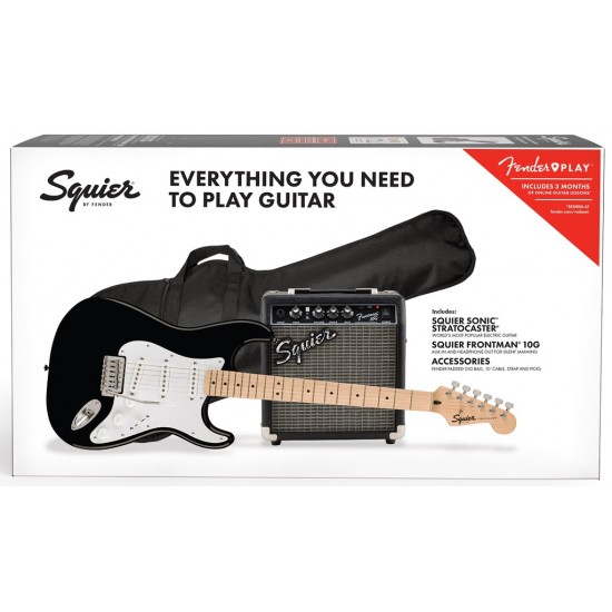 PACK GUITARRA ELÉTRICA FENDER SQUIER SONIC STRATOCASTER BLACK